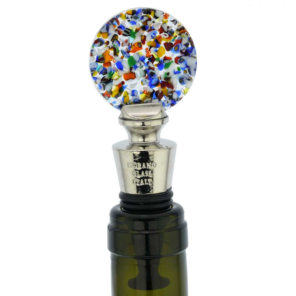 Murano Glass Multicolor Round Bottle Stopper
