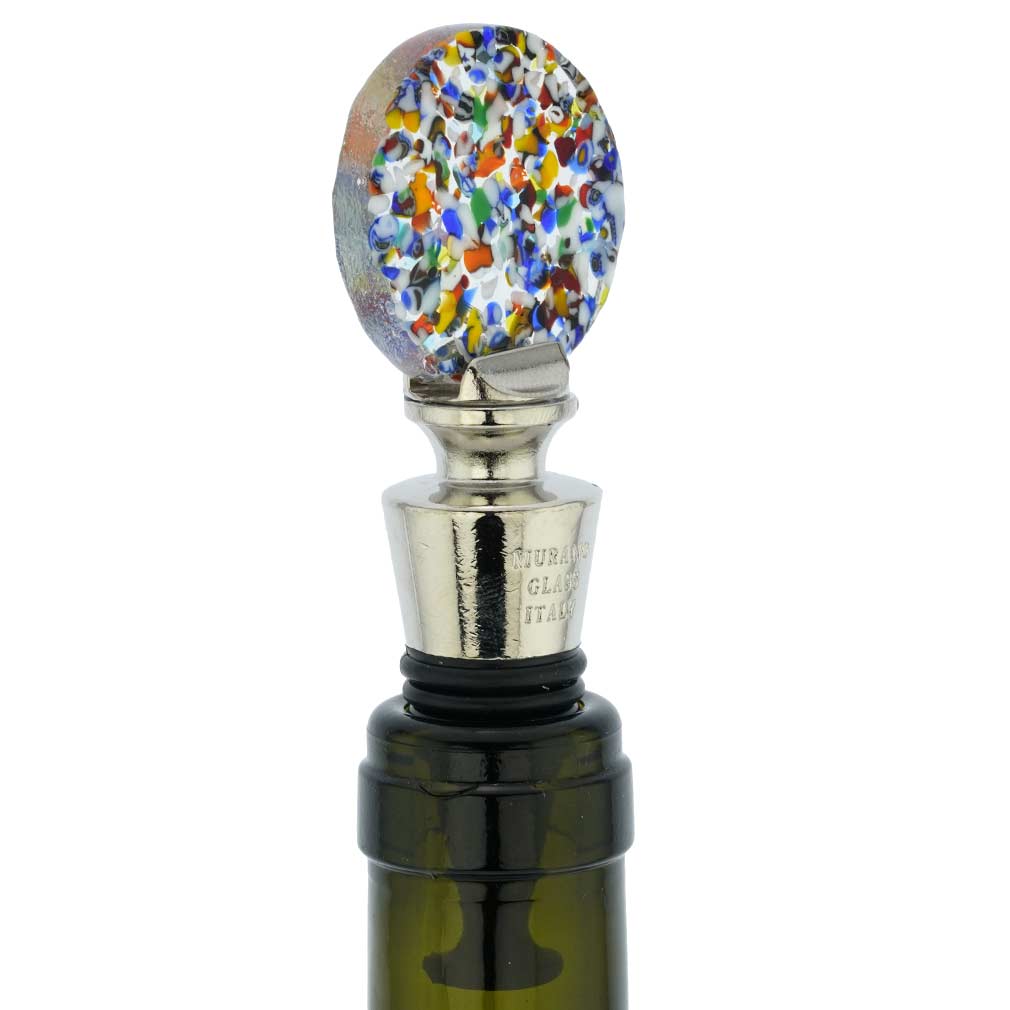 Murano Glass Multicolor Round Bottle Stopper