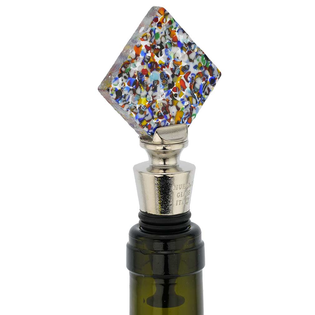 Murano Glass Multicolor Diamond Bottle Stopper