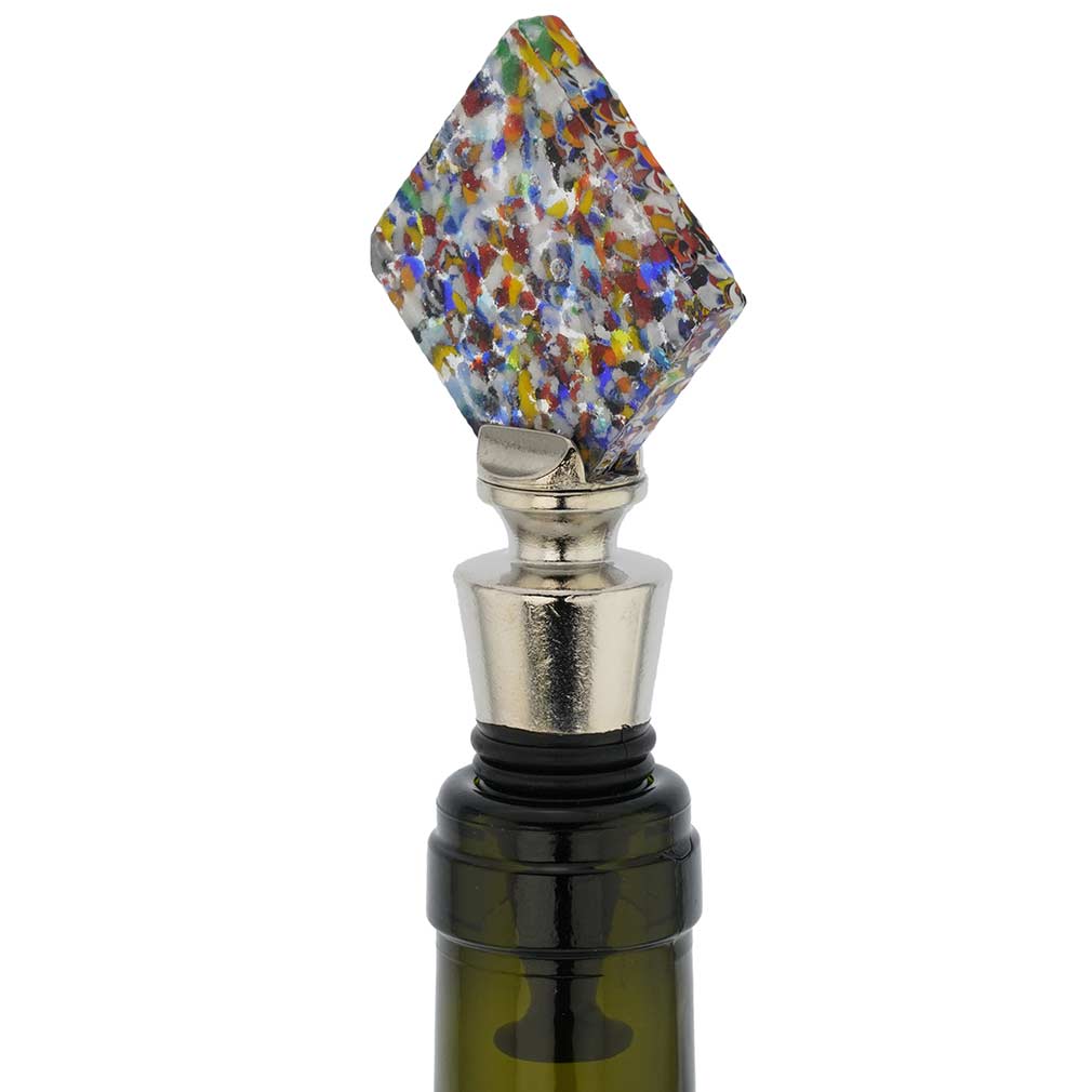 Murano Glass Multicolor Diamond Bottle Stopper
