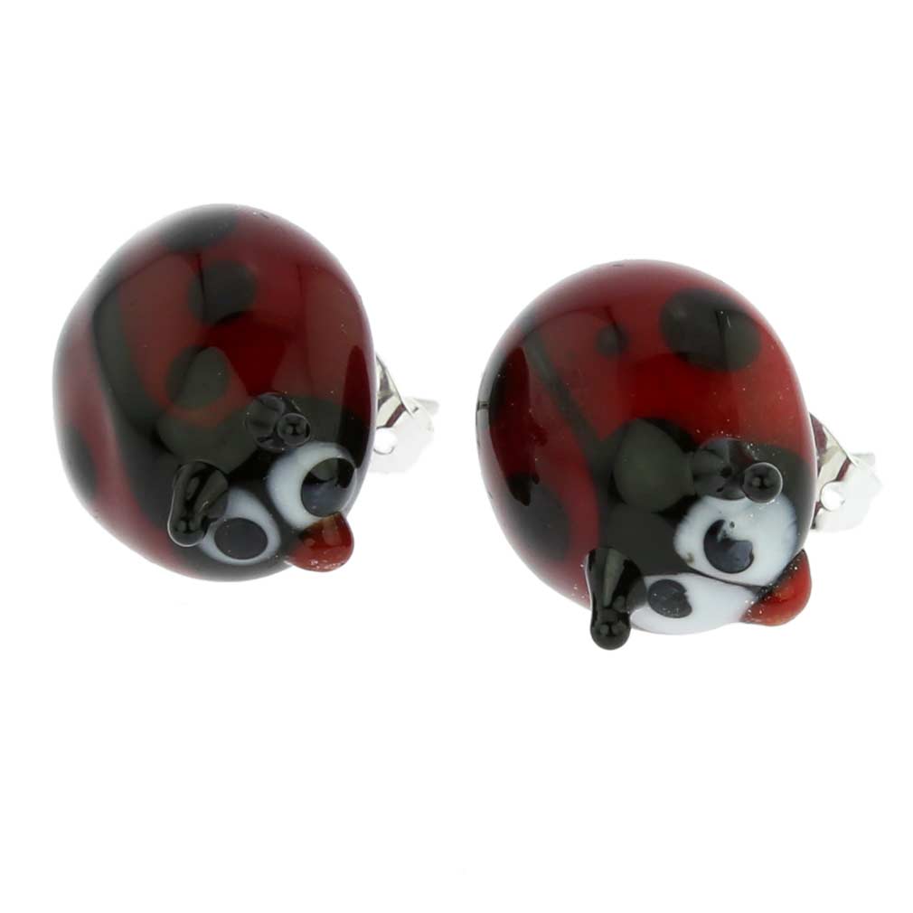 Murano Glass Ladybug Stud Earrings