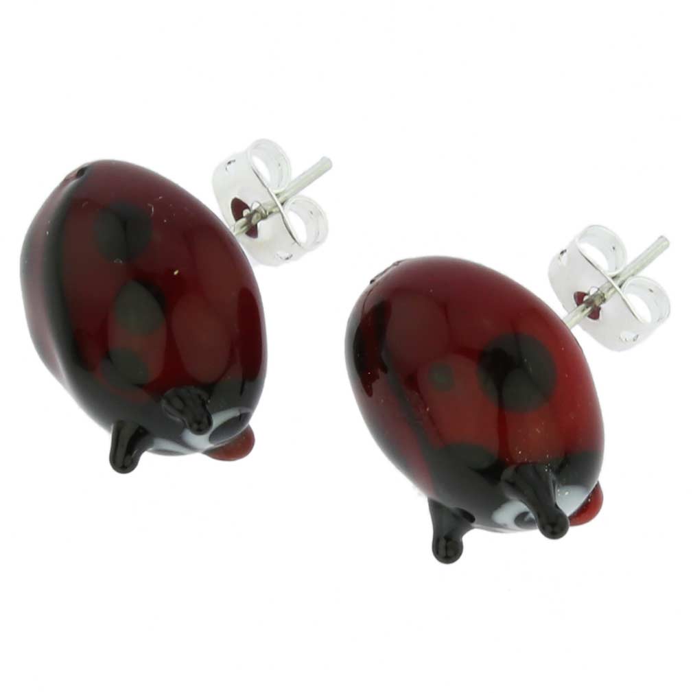 Murano Glass Ladybug Stud Earrings