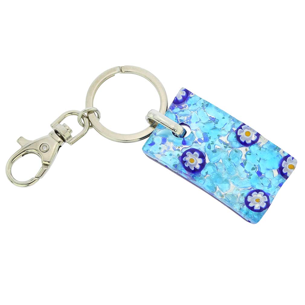 Murano Colors Rectangular Keychain - Aqua Blue