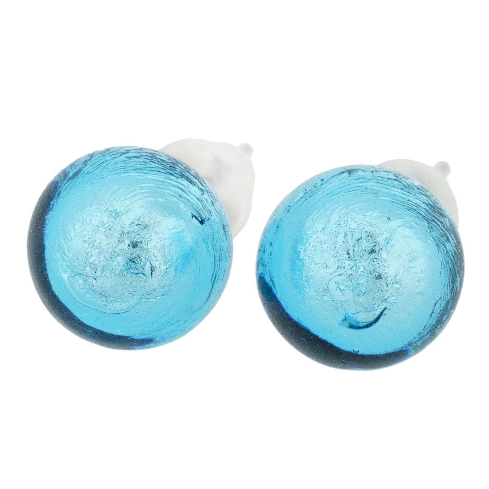 Murano Ball Stud Earrings - Light Blue