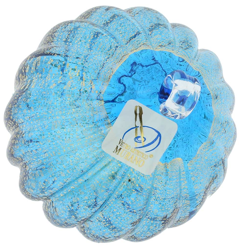 Murano Glass Medium Christmas Ornament - Aqua Blue