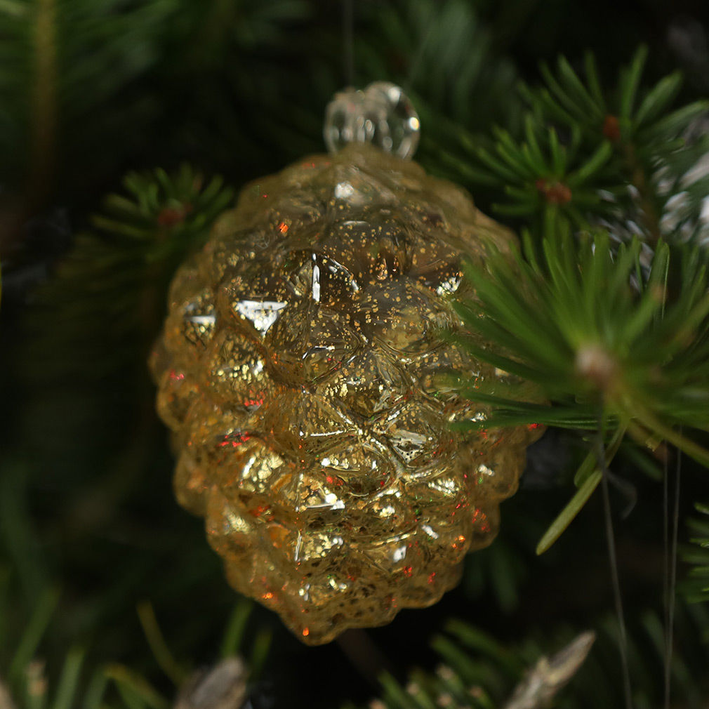 Christmas tree colorful glass ornaments 6 blown glass pine cones set 