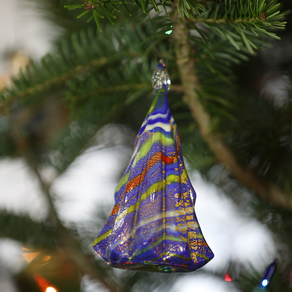 Murano Glass Christmas Tree Hanging Figurine - Blue