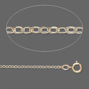 Gold-Filled Flat Cable Chain, 1.3mm Links - 18 Inches