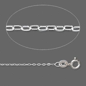 Sterling Silver Flat Cable Chain, 1.4mm Links - 16 Inches