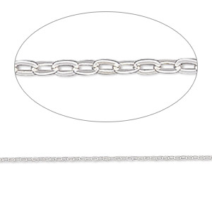 Sterling Silver Round Cable Chain, 1mm Links - 20 Inches