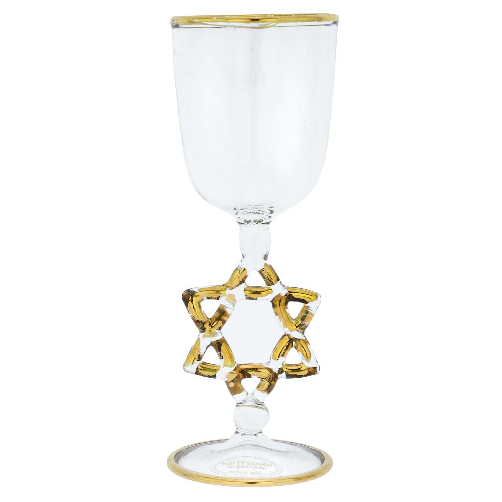 Murano Glass Kiddush Cup With Star Of David