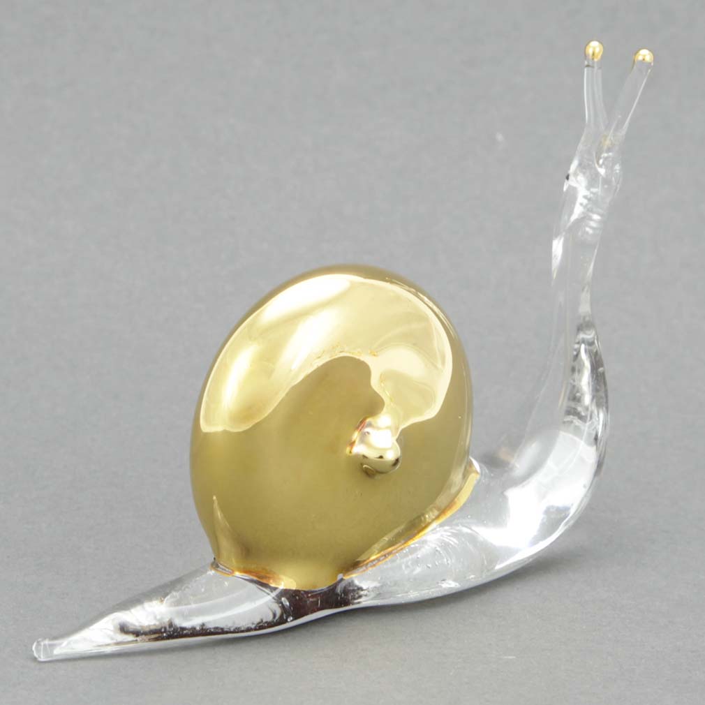 Murano Glass Cristallo and Gold Snail