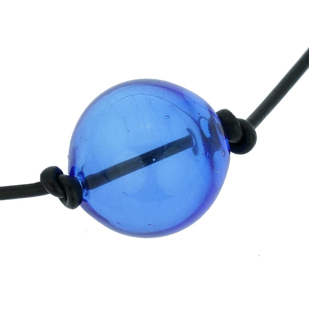 Murano Glass Blown Ball Necklace - Blue
