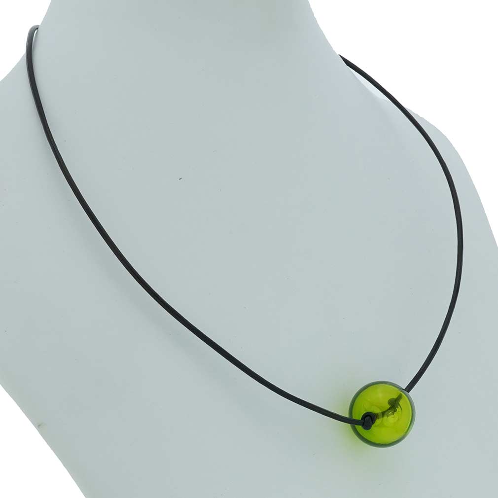 Murano Glass Blown Ball Necklace - Green