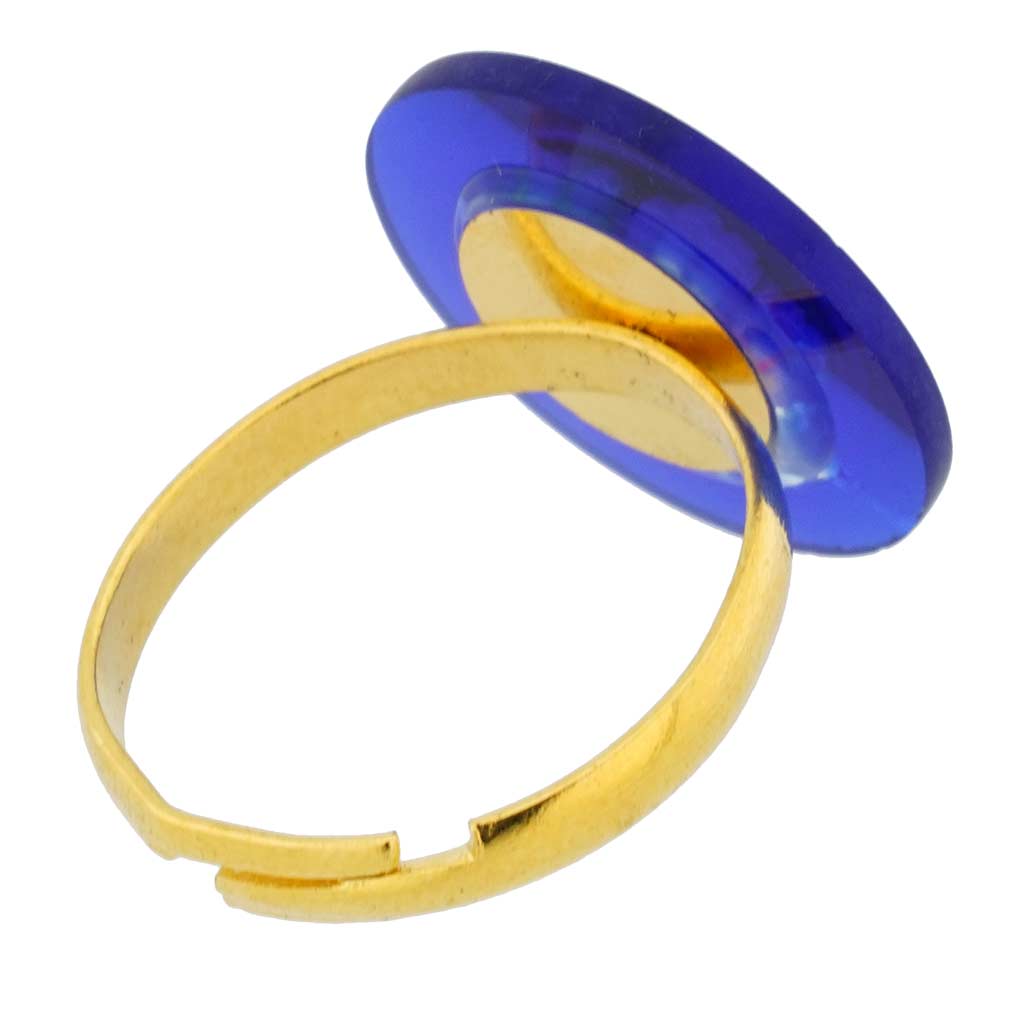 Murano Millefiori Blue Multicolor Ring 3/4 Inch
