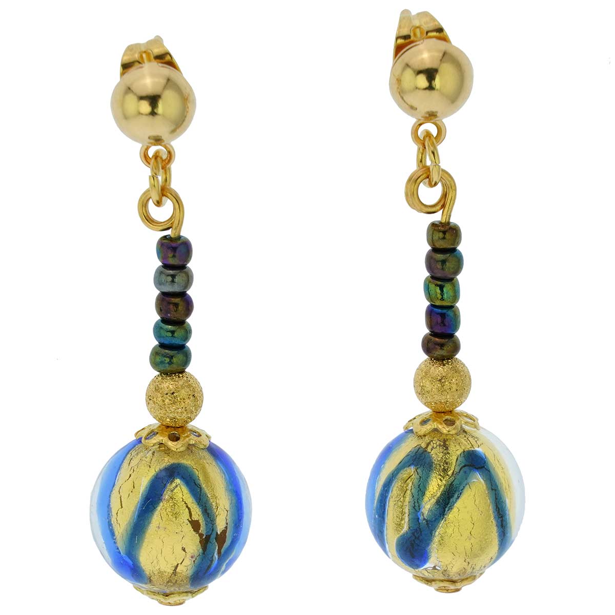 Canaletto Earrings - Gold Navy Blue