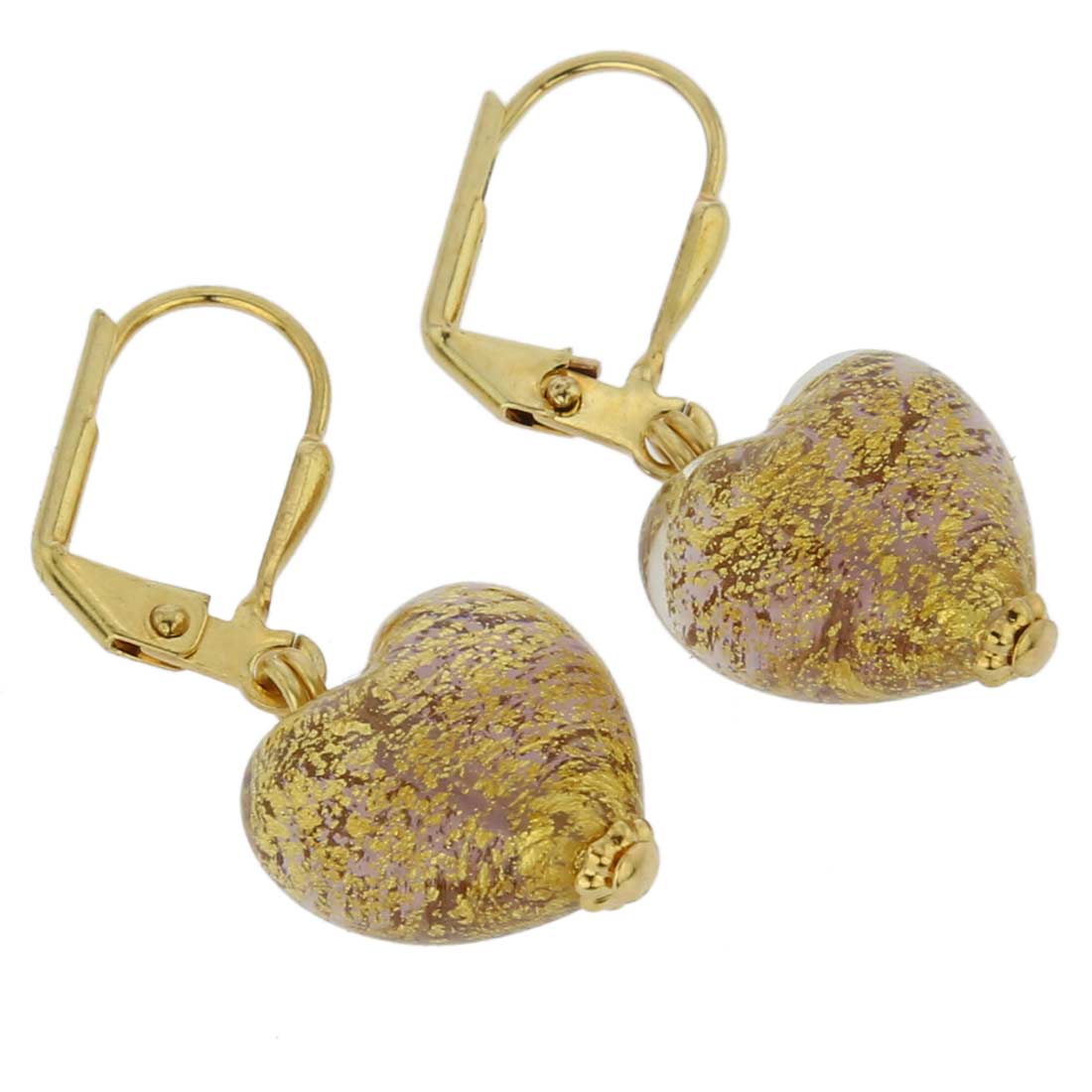 Ca D\'Oro Murano Heart Earrings - Purple