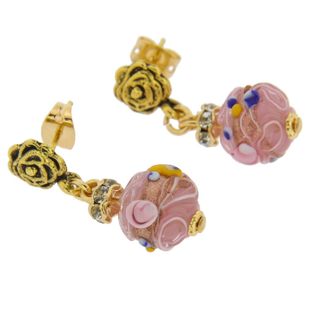 Magnifica Antique Stud Balls Earrings - Tender Rose