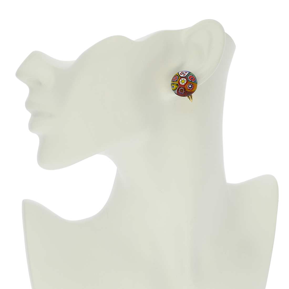 Color Splash Millefiori Clip Earrings - Multicolor