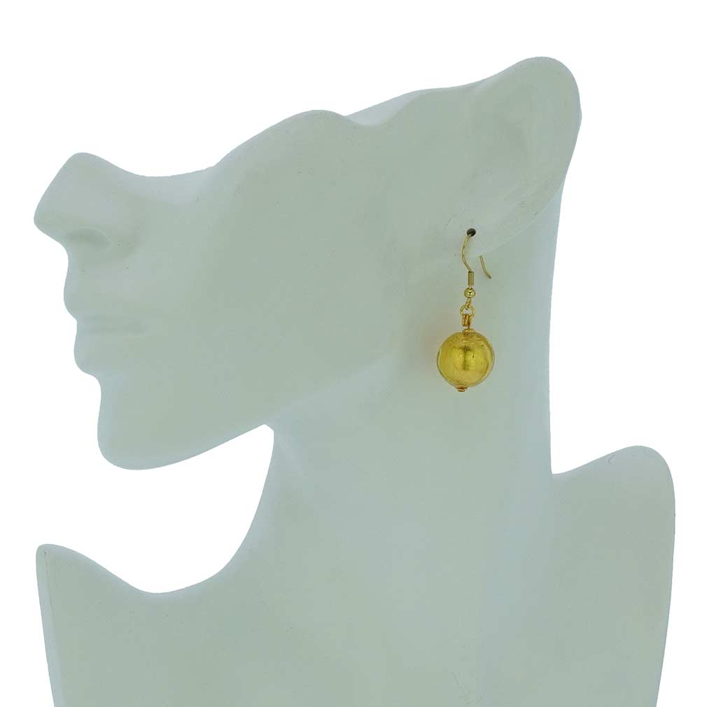 Murano Glass Disk Earrings - Liquid Gold