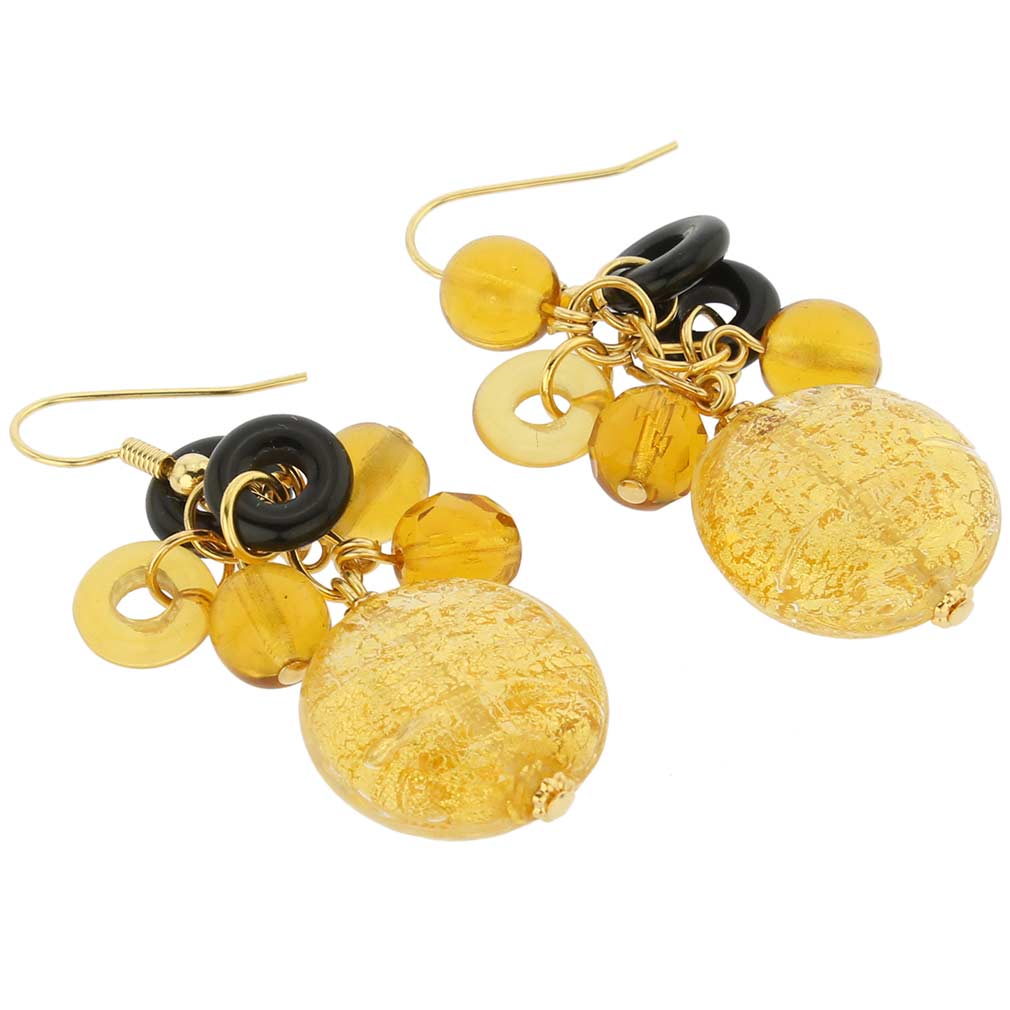 Autumn Colors Gold Foil Murano Dangle Earrings