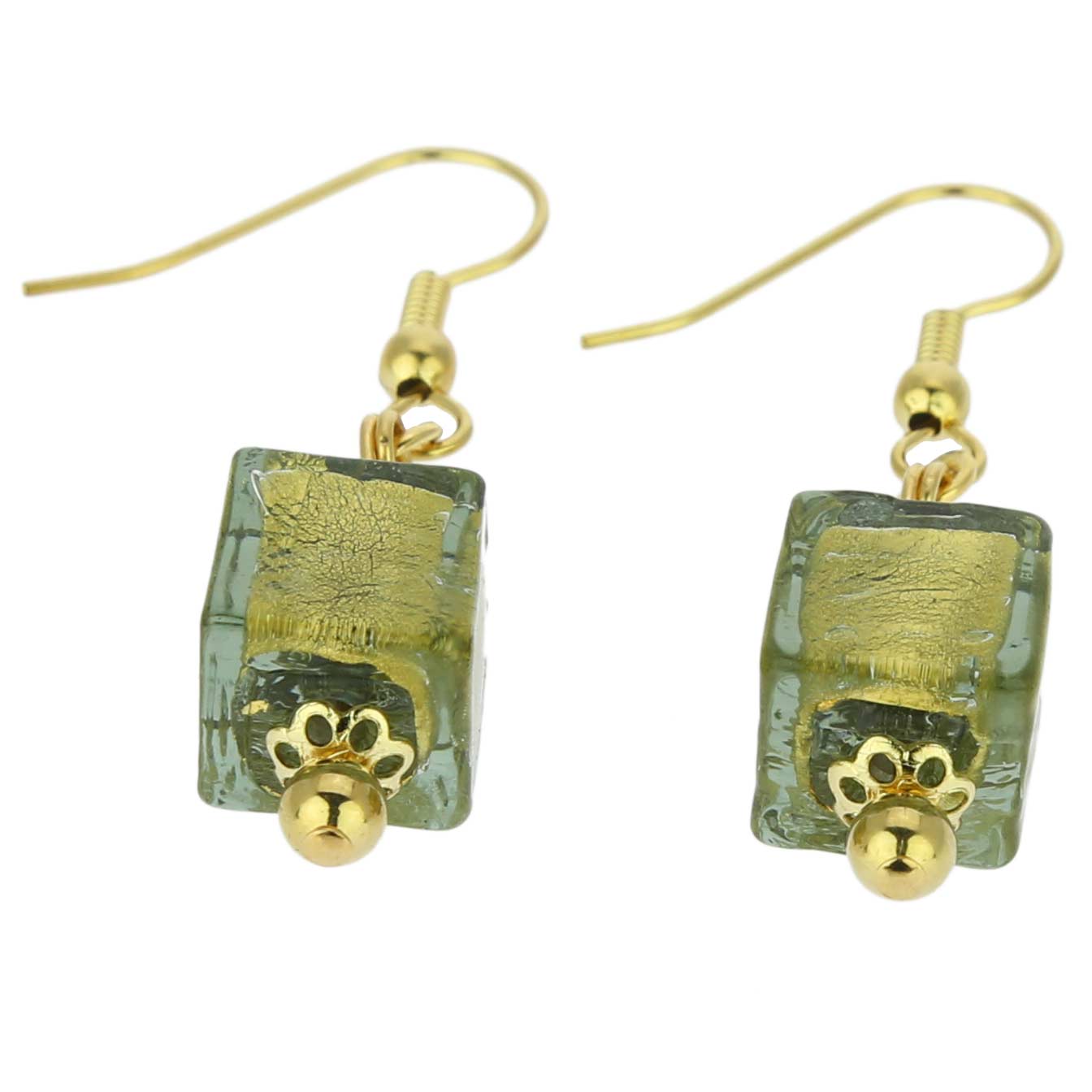 Antico Tesoro Cubes Earrings -Olive Green