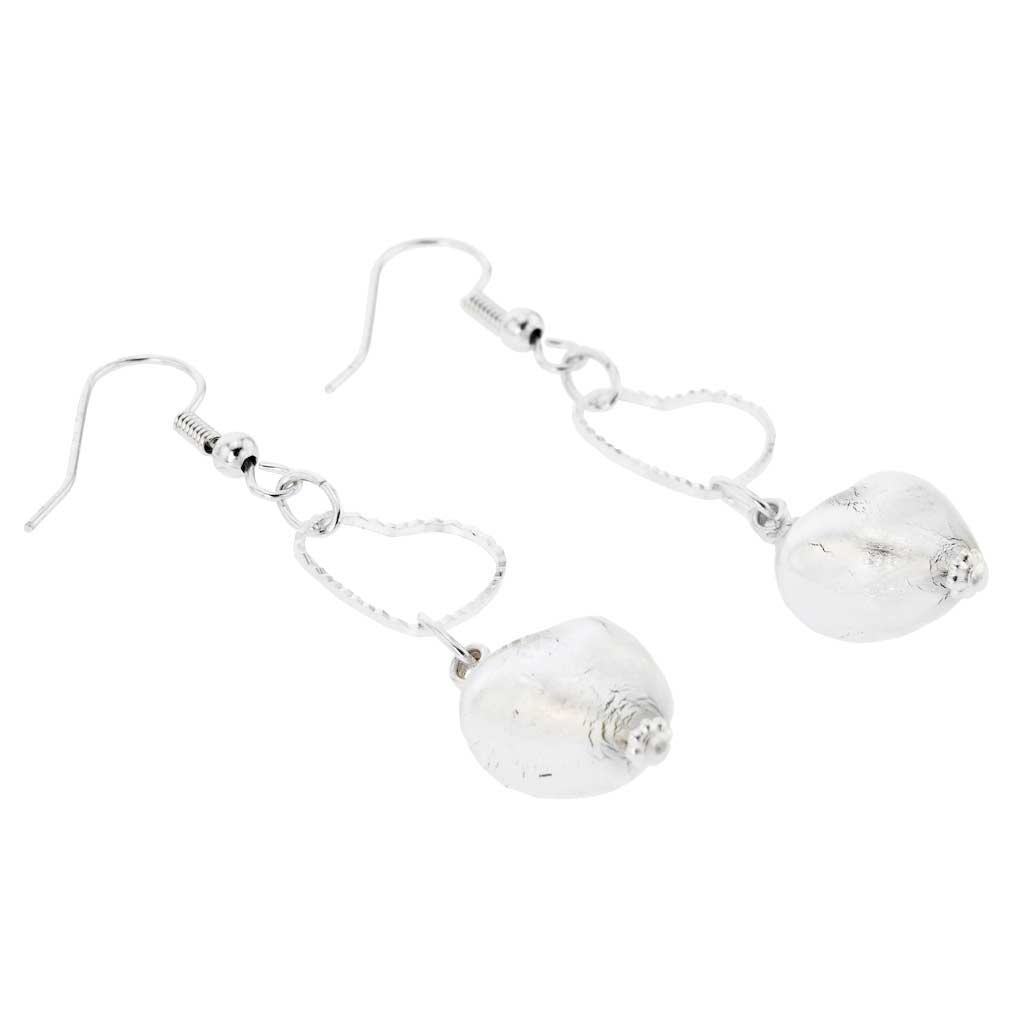 Venetian Wedding Heart Earrings - Silver Ice