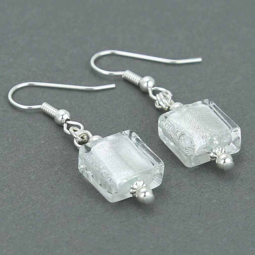 Silver Squares Murano Earrings