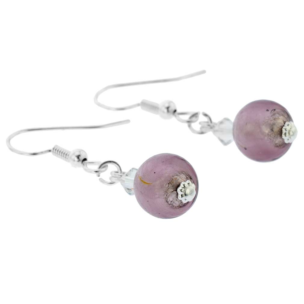 Murano Sparkling Ball Earrings - Light Purple
