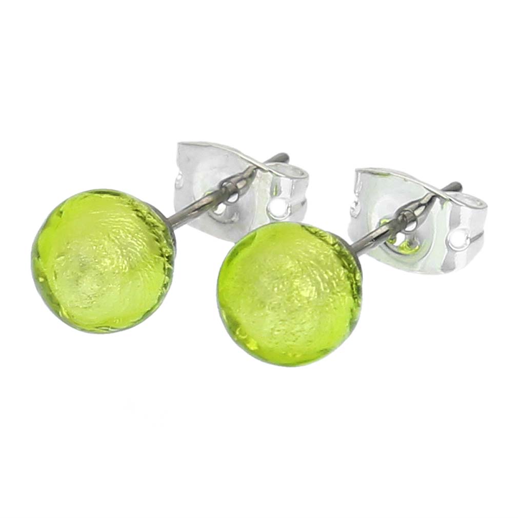 Murano Tiny Stud Earrings - Apple Green