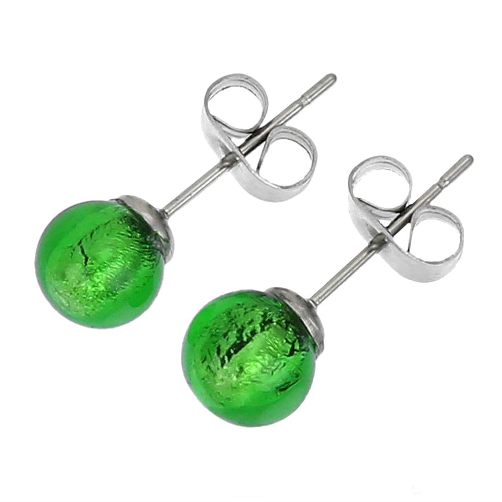 Murano Tiny Stud Earrings - Emerald Green