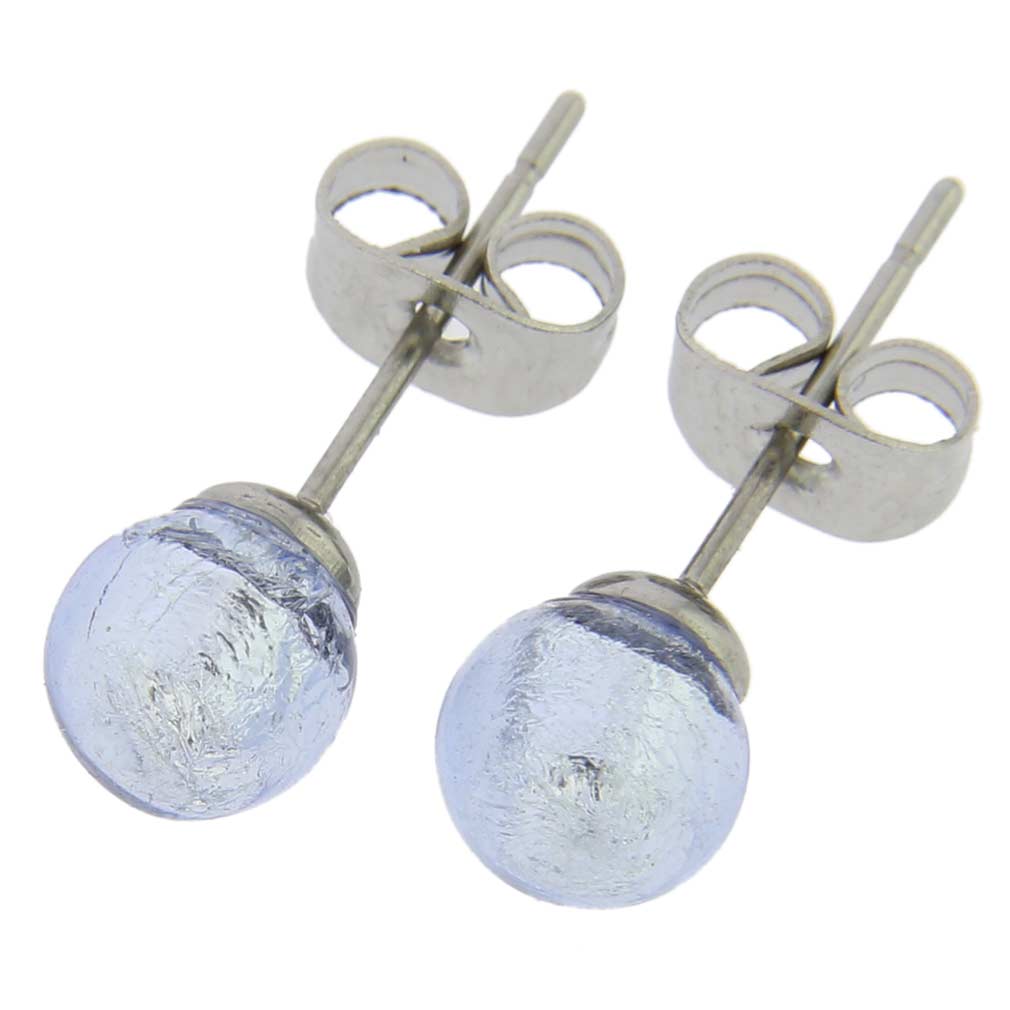 Murano Tiny Stud Earrings - Silver Ice