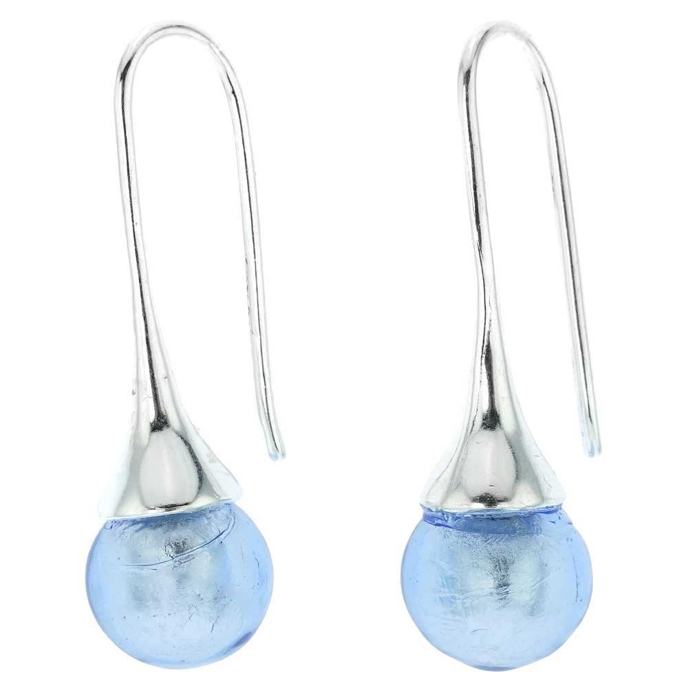 Murano Drop Earrings - Blue Silver Ice