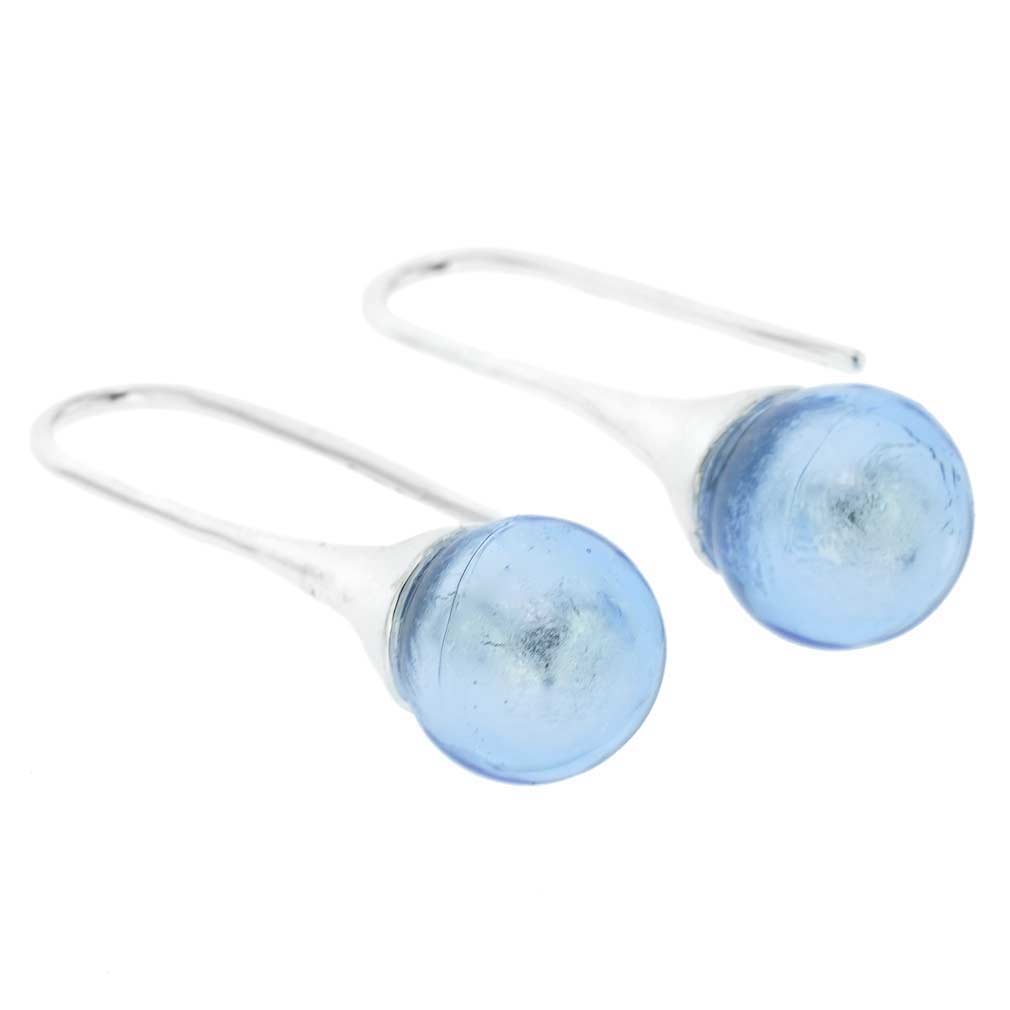 Murano Drop Earrings - Blue Silver Ice