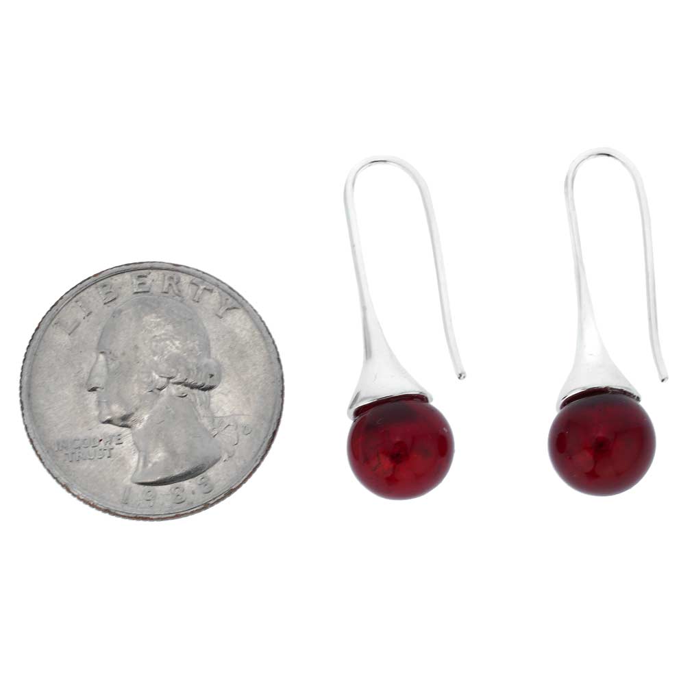 Murano Drop Earrings - Ruby Red