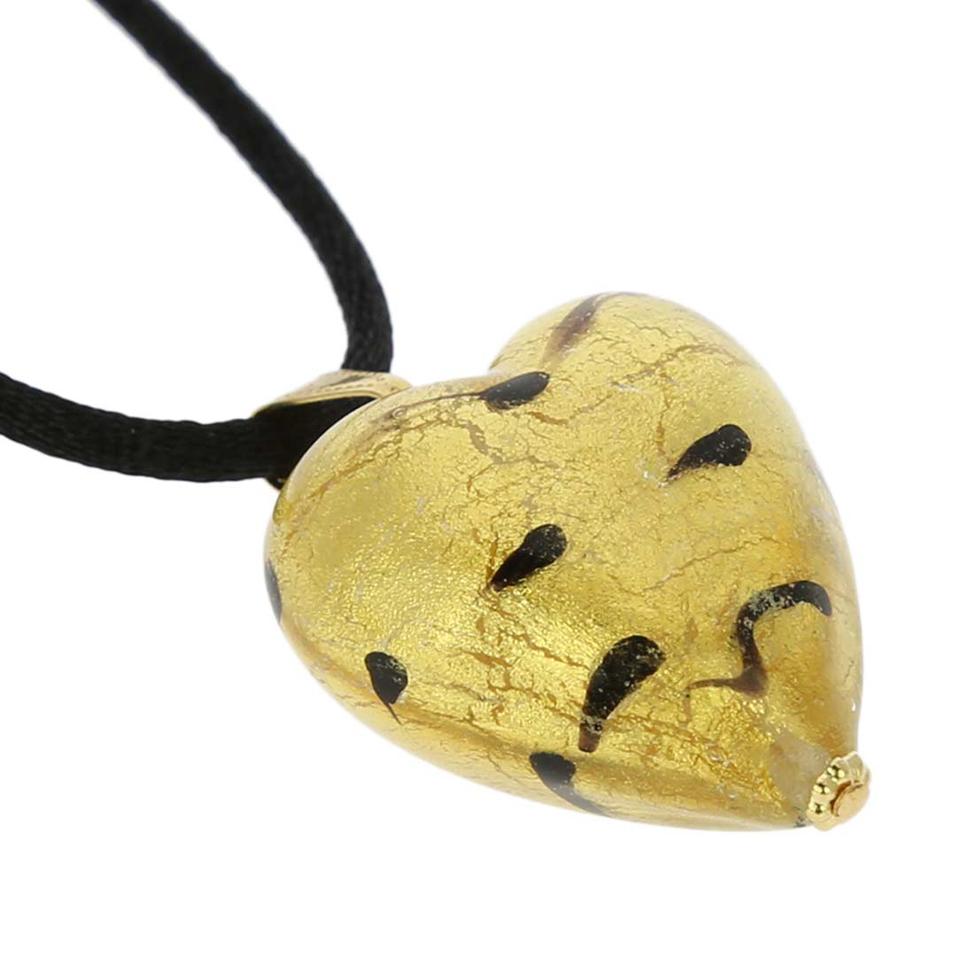 Murano Heart Pendant - Spotted Gold