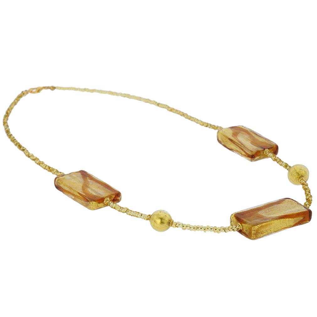 Royal Cognac Gold Rectangles Necklace