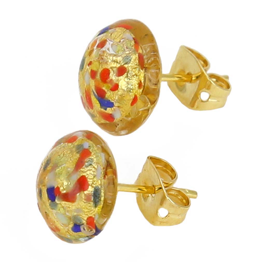 Murano Button Stud Earrings - Multicolor Confetti