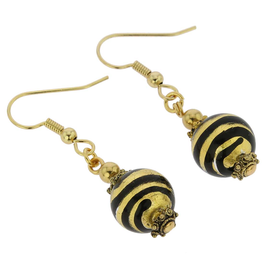 Antico Tesoro Balls Earrings - Striped Gold