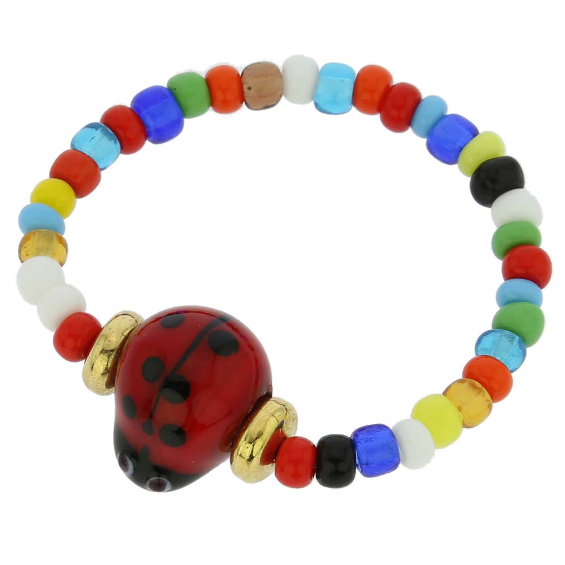 Murano Glass Cute Ladybug Children\'s Bracelet