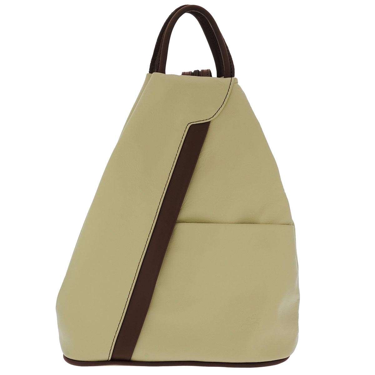 Fioretta Italian Genuine Leather Top Handle Backpack Purse Shoulder Bag Handbag Rucksack For Women - Beige Brown