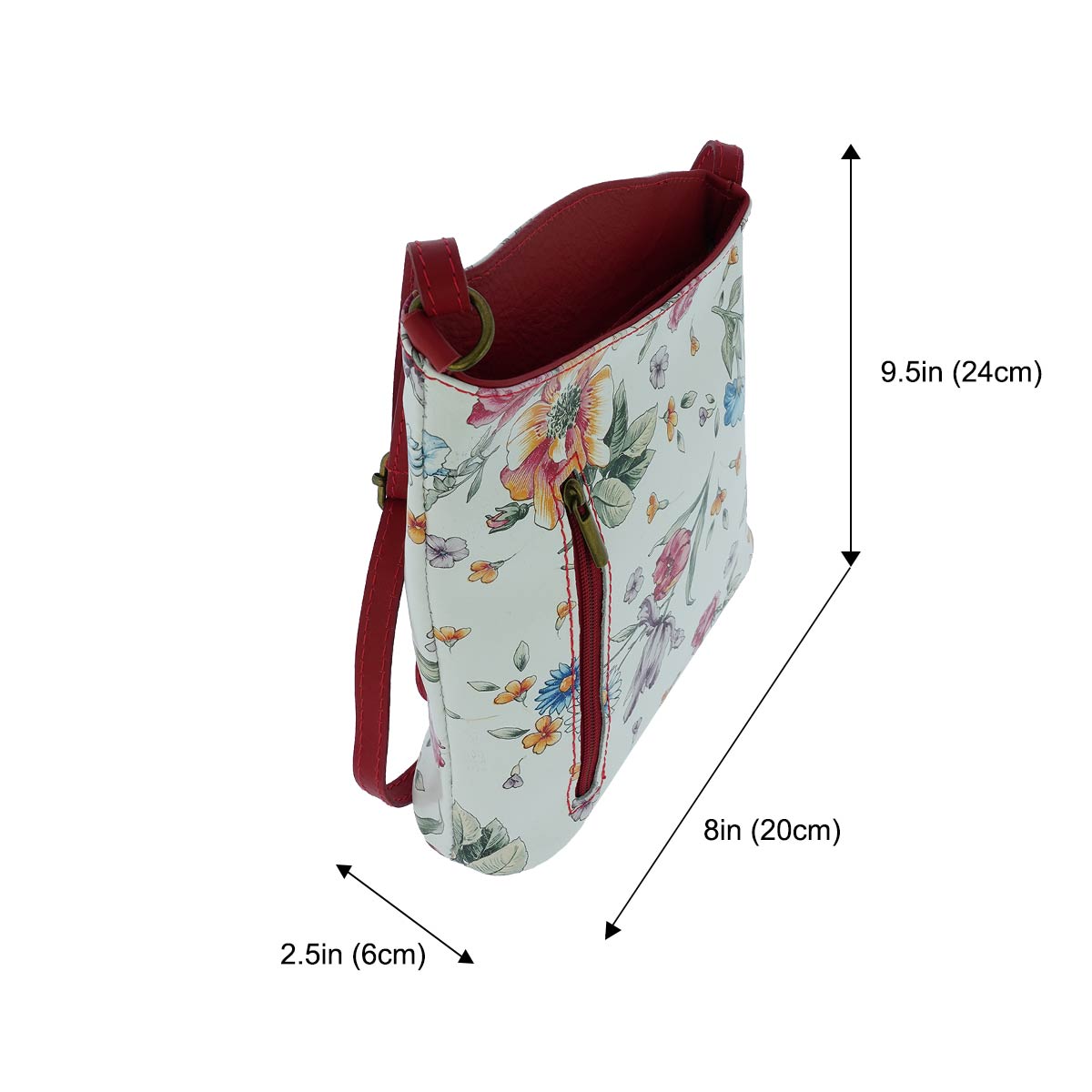 Fioretta Italian Embossed Genuine Leather Flower Pattern Crossbody Shoulder Bag Handbag For Women