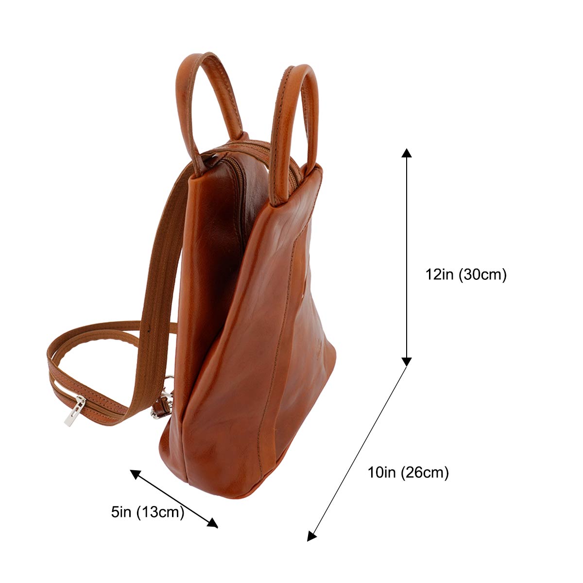 18 inch Leather Laptop Backpack -Tan - MZRLC093T