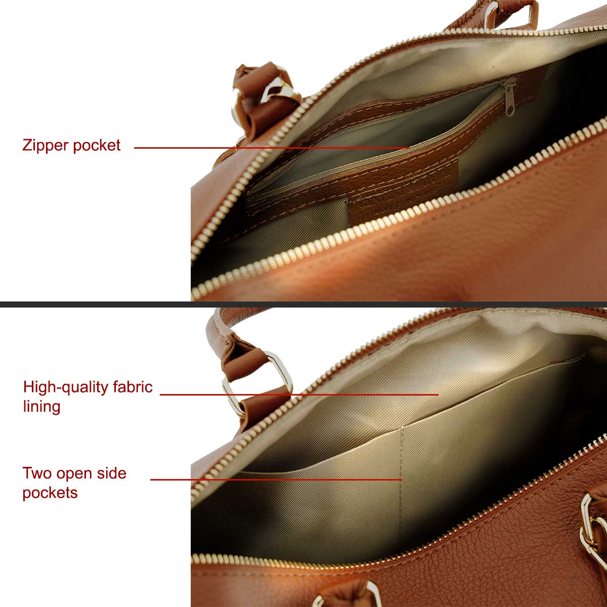 Fioretta Italian Genuine Leather Satchel Barrel Handbag Crossbody For Women - Brown