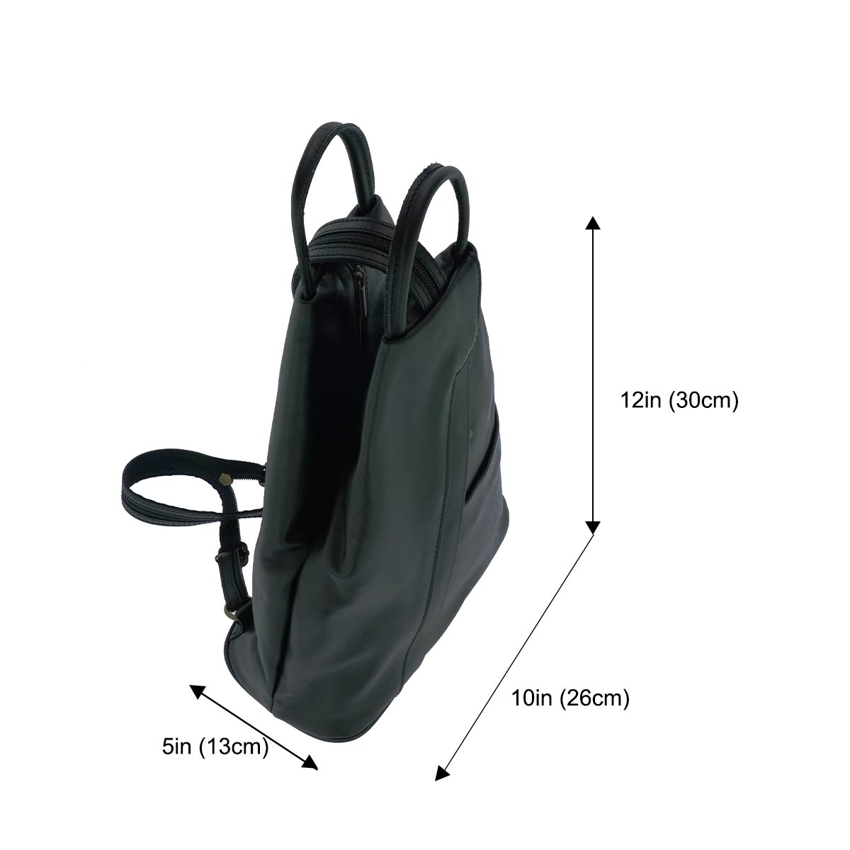 Fioretta Italian Genuine Leather Top Handle Backpack Purse Shoulder Bag Handbag Rucksack For Women - Black