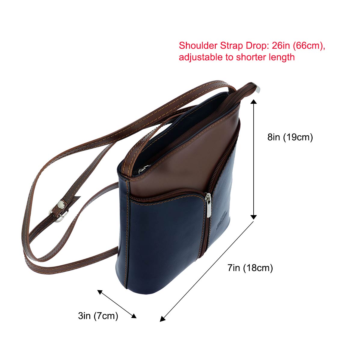 Fioretta Italian Genuine Leather Crossbody Shoulder Bag Handbag For Women - Blue Brown