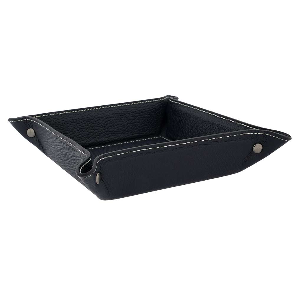 Italian Leather | Italian Genuine Leather Organizer Valet Tray - Dark Blue