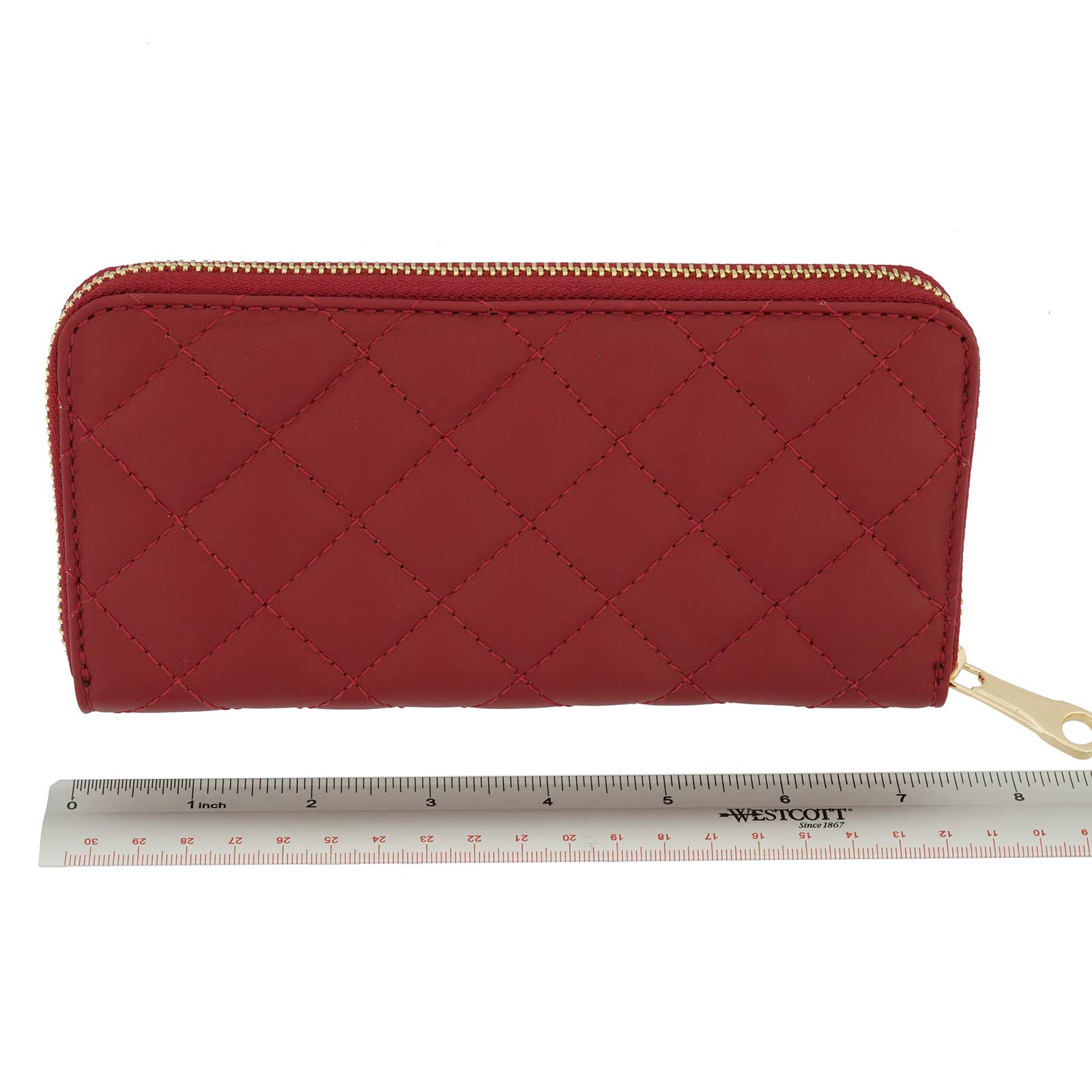 Fioretta Italian Genuine Leather Quilted Wallet For Women Credit Card Organizer - Red