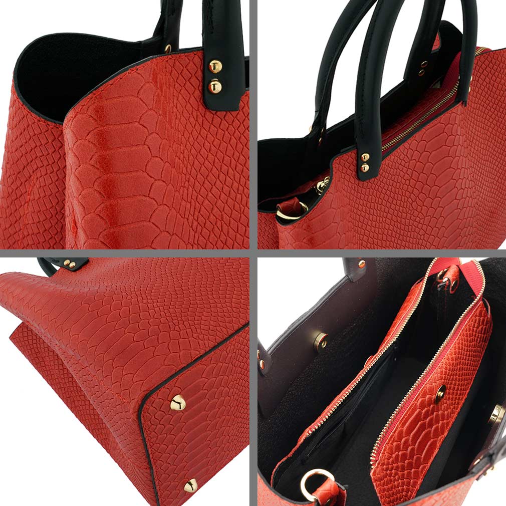 Crocodile Handbag for Women Genuine Leather Red