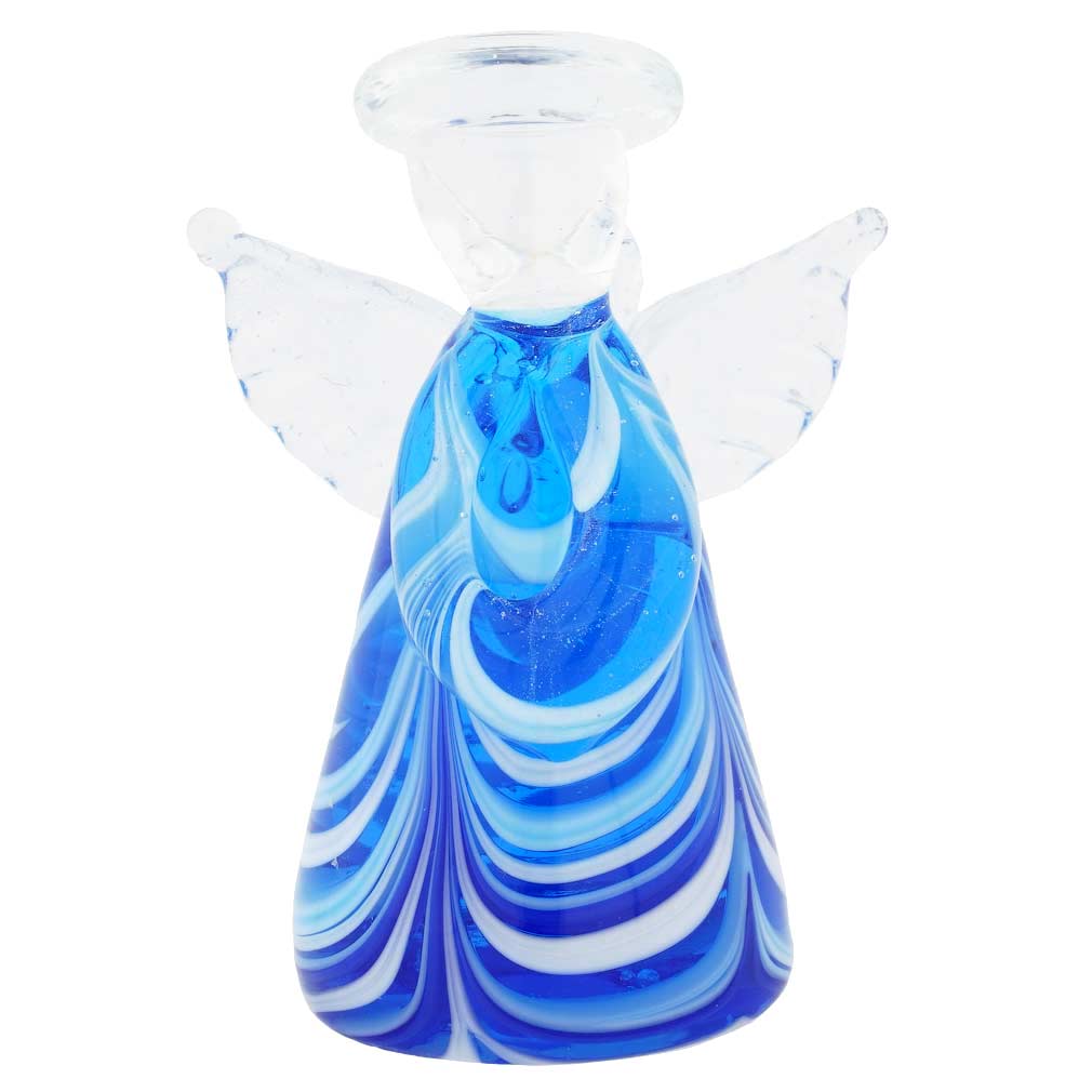 Murano Glass Small Angel Ornament - Blue